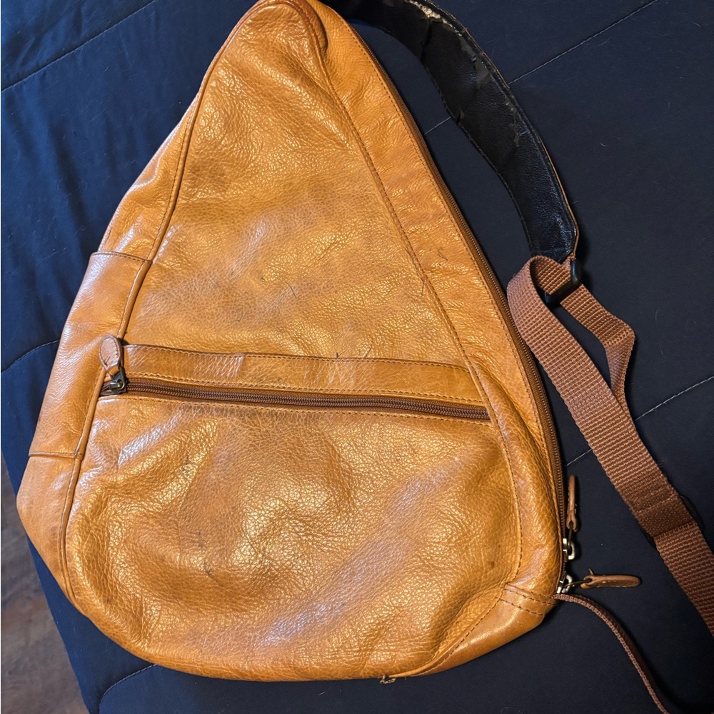 Men's Tan Leather Sling Bag